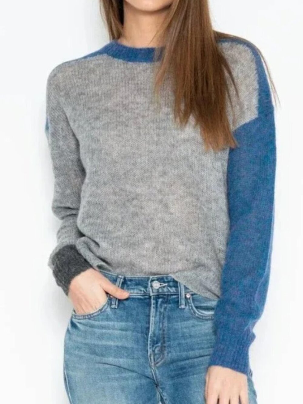 One Grey Day Wool Blend Colorblock Sweater